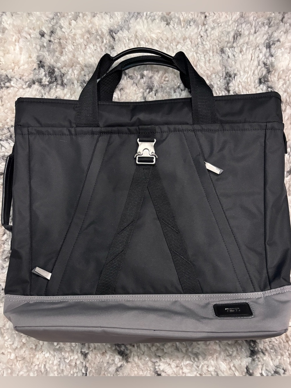 TUMI Black and Gray Convertible Briefcase Backpack